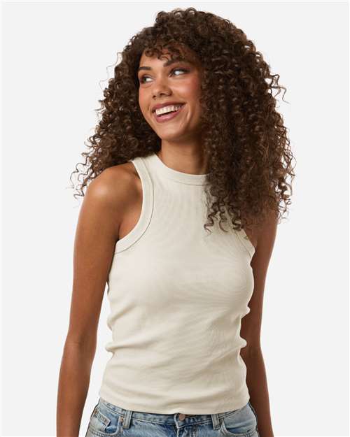 American Apparel BR2101 Women's Baby Rib Tank - Bone - model front