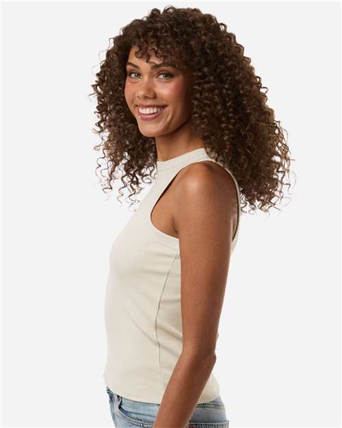 American Apparel BR2101 Women's Baby Rib Tank - Bone - model side