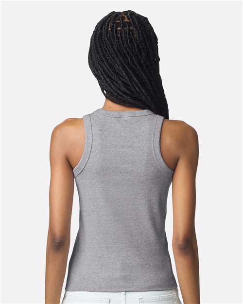 American Apparel BR2101 Women's Baby Rib Tank - Heather Grey - model back
