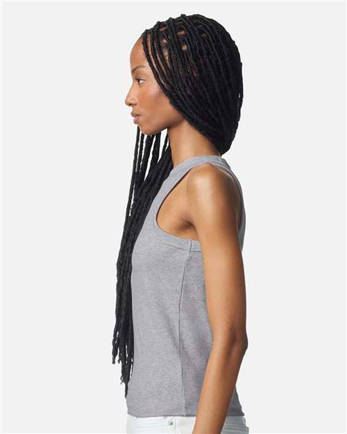 American Apparel BR2101 Women's Baby Rib Tank - Heather Grey - model side