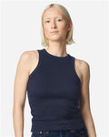 American Apparel BR2101 Women's Baby Rib Tank - Navy - model front
