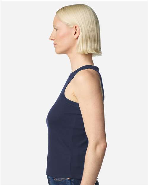 American Apparel BR2101 Women's Baby Rib Tank - Navy - model side