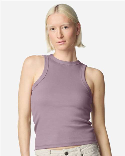 American Apparel BR2101 Women's Baby Rib Tank - Smokey Violet - model front