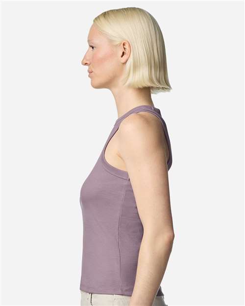 American Apparel BR2101 Women's Baby Rib Tank - Smokey Violet - model side