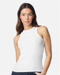 American Apparel BR2101 Women's Baby Rib Tank - White - model front