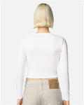 American Apparel BR2107 Women's Baby Rib Long Sleeve Cropped Tee - White - model back