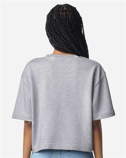 American Apparel FTCB0 Women's French Terry Mid-Length Boxy Top - Heather Grey - model back