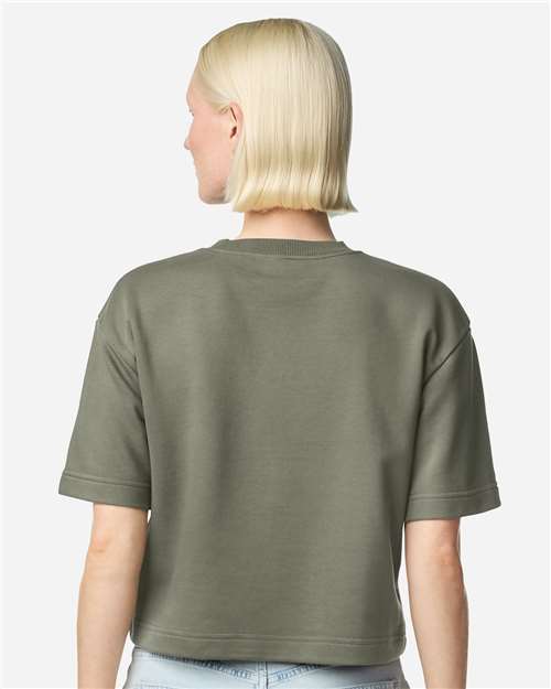 American Apparel FTCB0 Women's French Terry Mid-Length Boxy Top - Lieutenant - model back