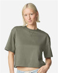 American Apparel FTCB0 Women's French Terry Mid-Length Boxy Top - Lieutenant - model front