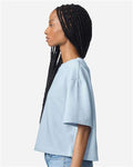 American Apparel FTCB0 Women's French Terry Mid-Length Boxy Top - Powder Blue - model side