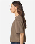 American Apparel FTCB0 Women's French Terry Mid-Length Boxy Top - Savana - model side