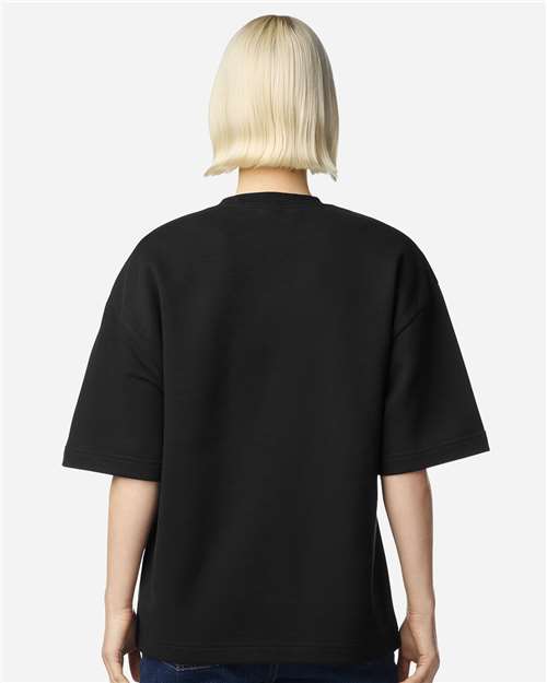 American Apparel FTEX00 Unisex French Terry Ex Crew Top - Black - model back