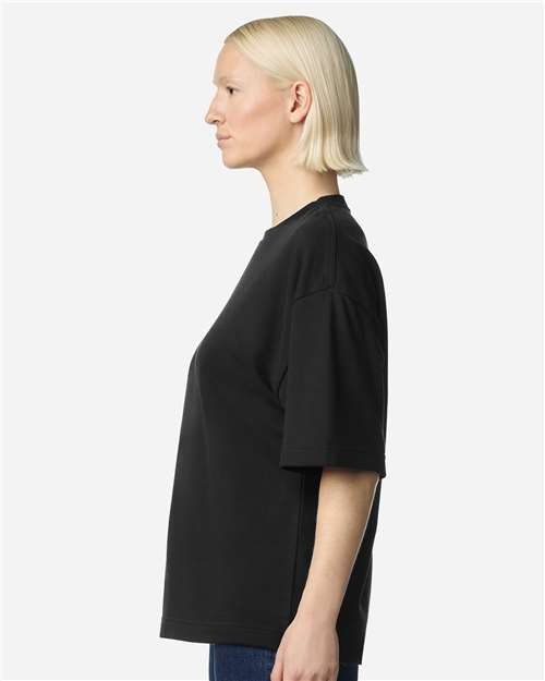American Apparel FTEX00 Unisex French Terry Ex Crew Top - Black - model side