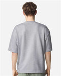 American Apparel FTEX00 Unisex French Terry Ex Crew Top - Heather Grey - model back