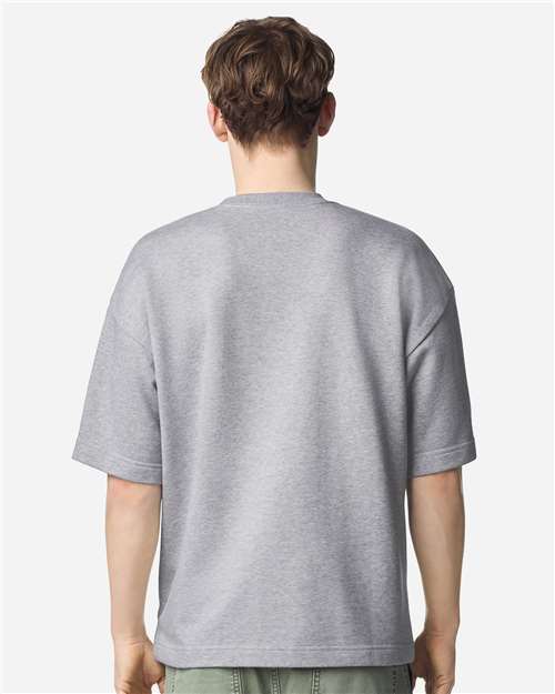 American Apparel FTEX00 Unisex French Terry Ex Crew Top - Heather Grey - model back
