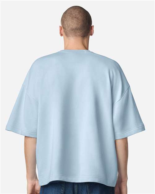 American Apparel FTEX00 Unisex French Terry Ex Crew Top - Powder Blue - model back