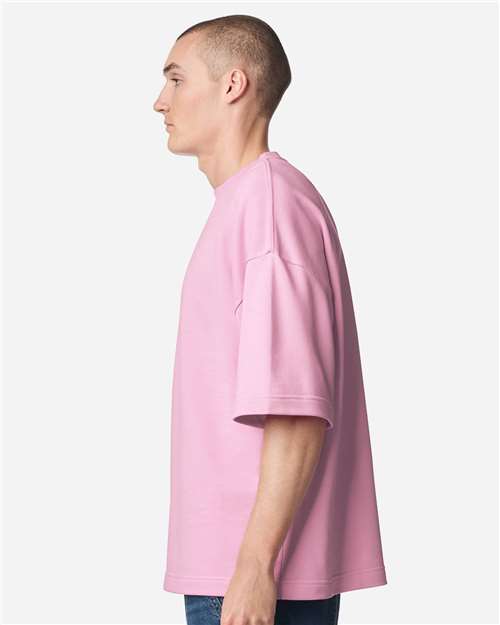 American Apparel FTEX00 Unisex French Terry Ex Crew Top - Powder Pink - model side
