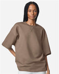 American Apparel FTEX00 Unisex French Terry Ex Crew Top - Savana - model front