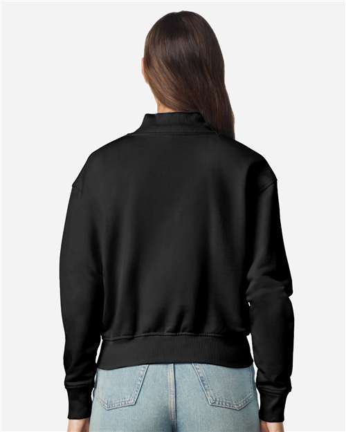 American Apparel FTJ00 Women's French Terry Full-Zip Jacket - Black - model back