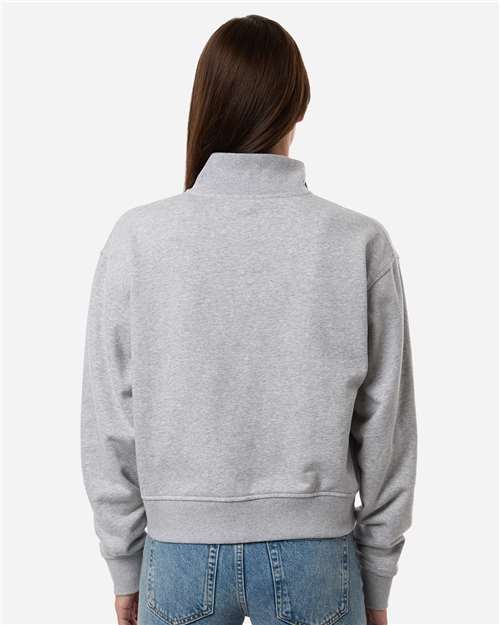 American Apparel FTJ00 Women's French Terry Full-Zip Jacket - Heather Grey - model back