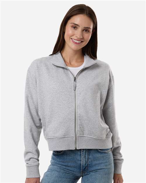 American Apparel FTJ00 Women's French Terry Full-Zip Jacket - Heather Grey - model front