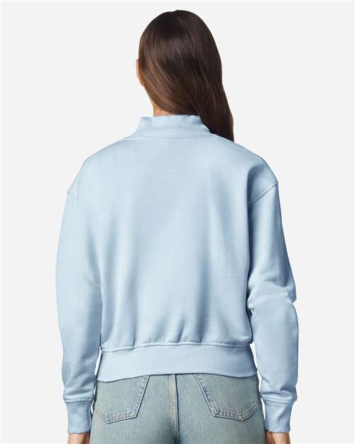 American Apparel FTJ00 Women's French Terry Full-Zip Jacket - Powder Blue - model back