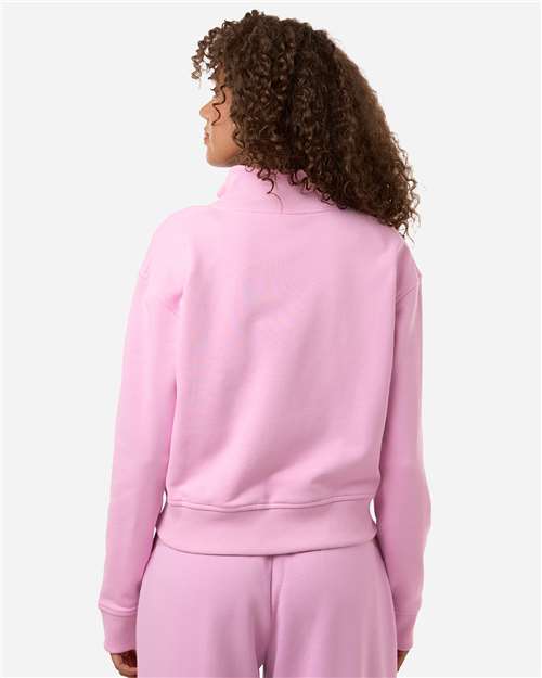 American Apparel FTJ00 Women's French Terry Full-Zip Jacket - Powder Pink - model back