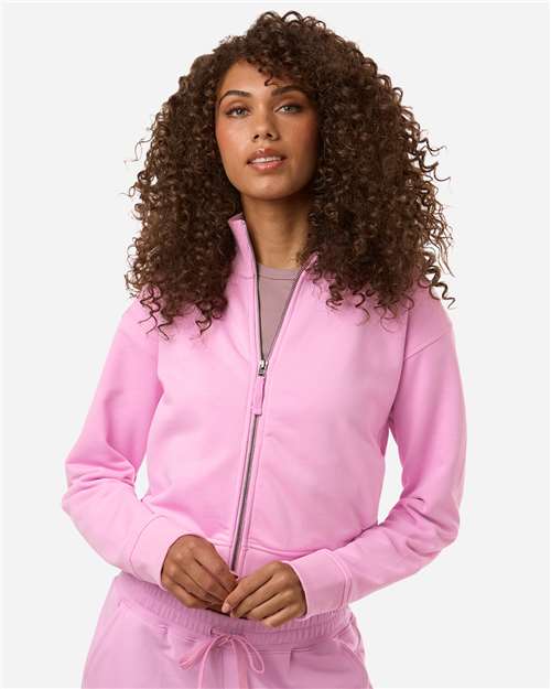 American Apparel FTJ00 Women's French Terry Full-Zip Jacket - Powder Pink - model front