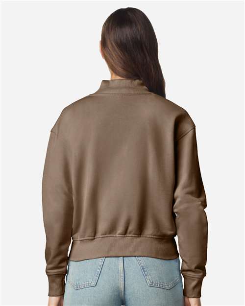 American Apparel FTJ00 Women's French Terry Full-Zip Jacket - Savana - model back