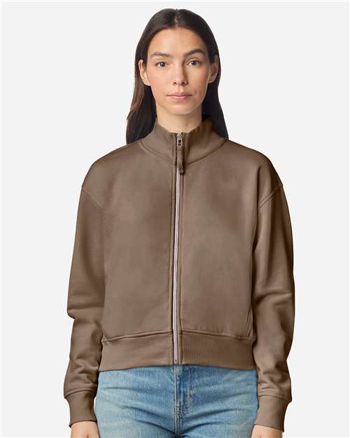 American Apparel FTJ00 Women's French Terry Full-Zip Jacket - Savana - model front