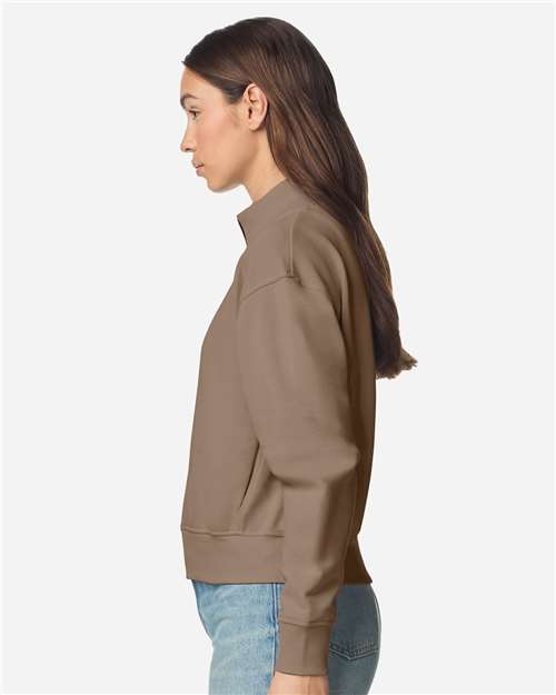 American Apparel FTJ00 Women's French Terry Full-Zip Jacket - Savana - model side