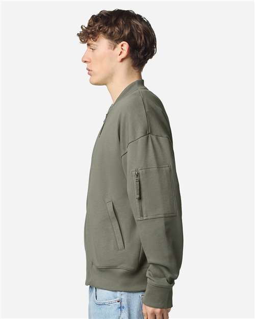 American Apparel FTJ77 Unisex French Terry Bomber Jacket - Lieutenant - model side
