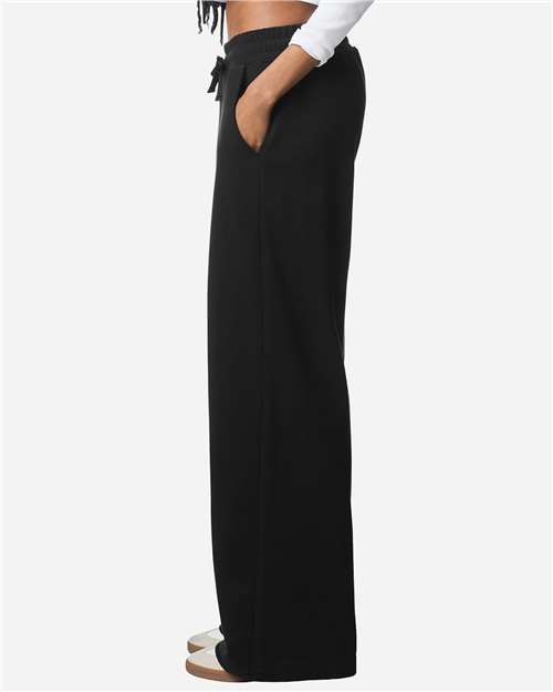 American Apparel FTP00 Women's French Terry Wide Leg Pants - Black - model side