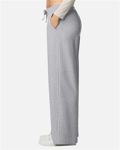American Apparel FTP00 Women's French Terry Wide Leg Pants - Heather Grey - model side