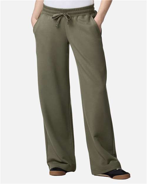 American Apparel FTP00 Women's French Terry Wide Leg Pants - Lieutenant - model front
