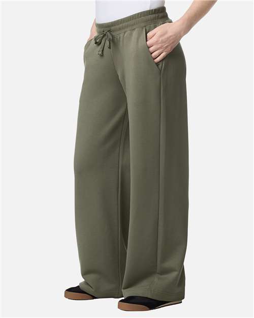 American Apparel FTP00 Women's French Terry Wide Leg Pants - Lieutenant - model side