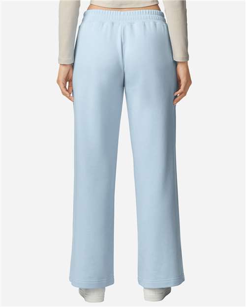 American Apparel FTP00 Women's French Terry Wide Leg Pants - Powder Blue - model back