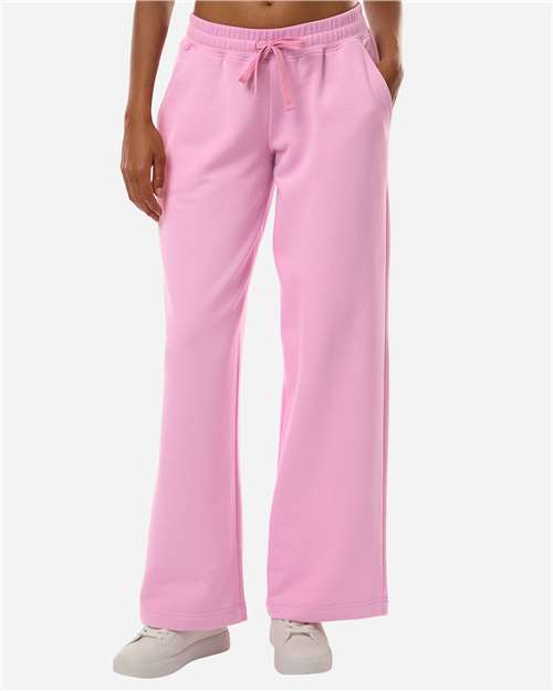 American Apparel FTP00 Women's French Terry Wide Leg Pants - Powder Pink - model front