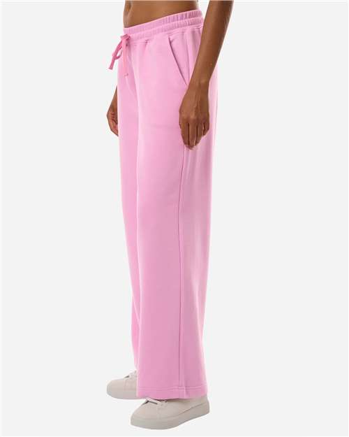 American Apparel FTP00 Women's French Terry Wide Leg Pants - Powder Pink - model side