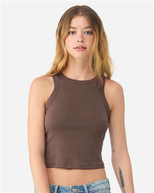 BELLA + CANVAS 1019 Women's Micro Rib Racer Tank - Solid Cocoa Blend - model front