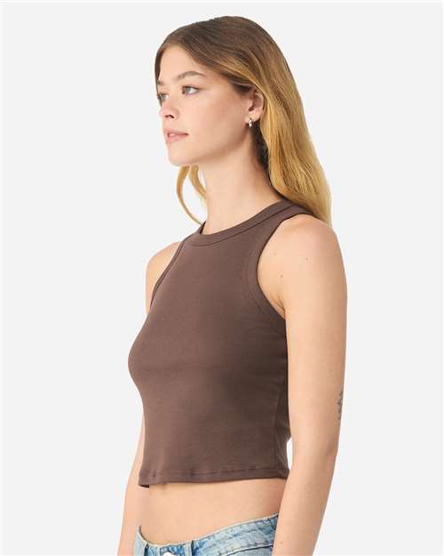 BELLA + CANVAS 1019 Women's Micro Rib Racer Tank - Solid Cocoa Blend - model side