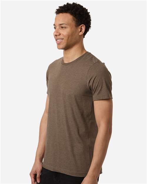 Tultex 602CVC Unisex Combed CVC T-Shirt - Heather Brown - model side
