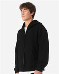 BELLA + CANVAS 4739 Unisex 10 oz Full-Zip Hoodie Sweatshirt - Black - model side