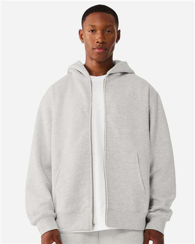 BELLA + CANVAS 4739 Unisex 10 oz Full-Zip Hoodie Sweatshirt - Vintage Heather Grey - model front