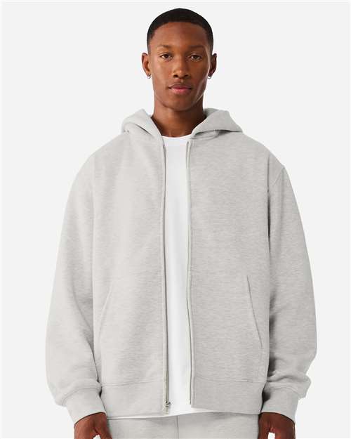 BELLA + CANVAS 4739 Unisex 10 oz Full-Zip Hoodie Sweatshirt - Vintage Heather Grey - model front