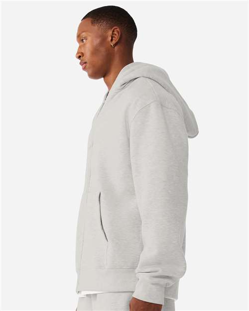 BELLA + CANVAS 4739 Unisex 10 oz Full-Zip Hoodie Sweatshirt - Vintage Heather Grey - model side