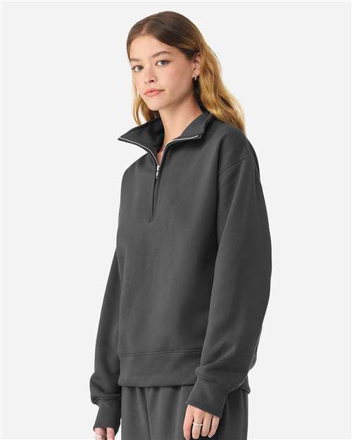 BELLA + CANVAS 4740 Unisex 10 oz Quarter-Zip Pullover Sweatshirt - Asphalt - model side