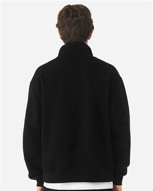 BELLA + CANVAS 4740 Unisex 10 oz Quarter-Zip Pullover Sweatshirt - Black - model back
