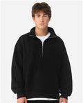 BELLA + CANVAS 4740 Unisex 10 oz Quarter-Zip Pullover Sweatshirt - Black - model front