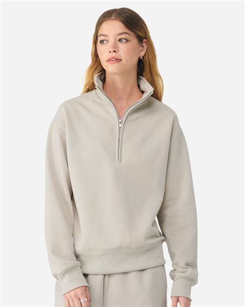 BELLA + CANVAS 4740 Unisex 10 oz Quarter-Zip Pullover Sweatshirt - Dust - model front
